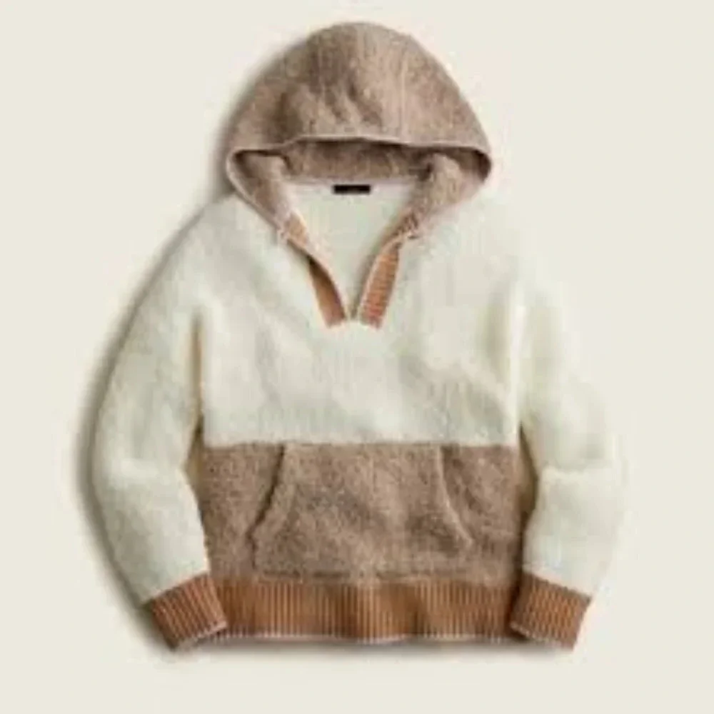 J. CREW Wool Blend Colorblock Sweater Hoodie Medium M